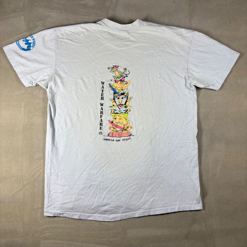 Vintage Water Works Designs Water Warfare Surfing T-Shirt‎ Stedman USA XL White
